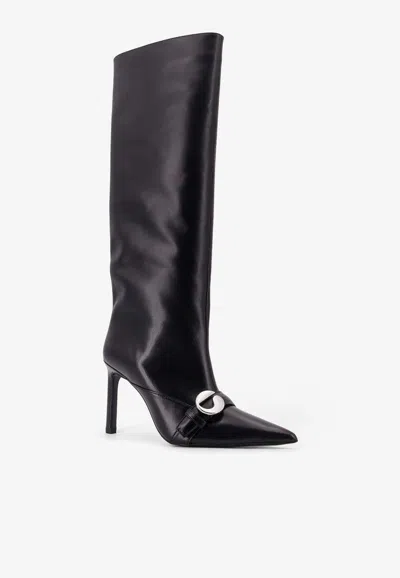Coperni 90 Belt Knee-high Leather Boots In Black