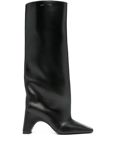 Coperni 90mm Bridge Calf Leather Square-toe Boots In Black