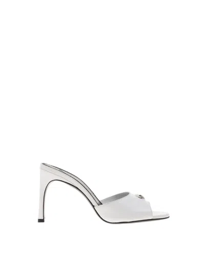 COPERNI 95MM OPEN-TOE MULES WITH SILVER-TONE LOGO PLAQUE