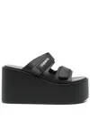 Coperni Black Wedges With Logo Patch On The Front And Touch-strap Closure In Leather Woman In Black
