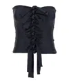 Coperni Gala' Black Top With Adjustable Knots In Stretch Fabric In Black