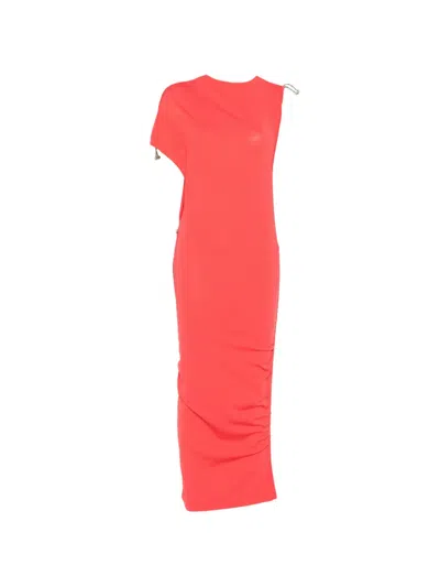 Coperni Adjustable-length Knitted Dress In Red