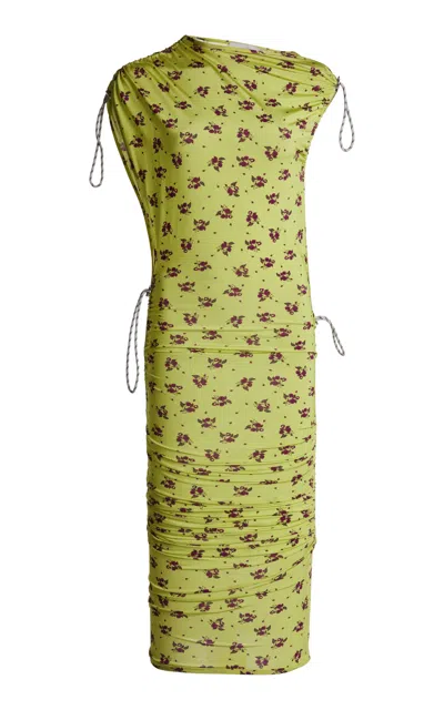 Coperni Adjustable Printed Midi Dress In Green