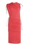 Coperni Adjustable Wool Knit Midi Dress In Red
