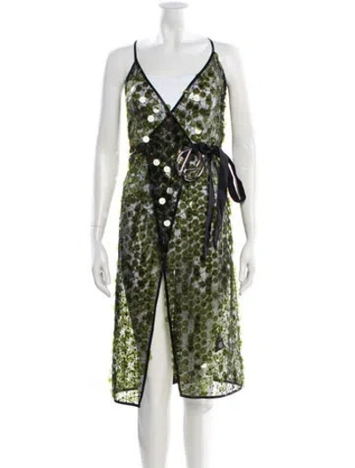 Pre-owned Coperni Animal Print Knee-length Dress In Green