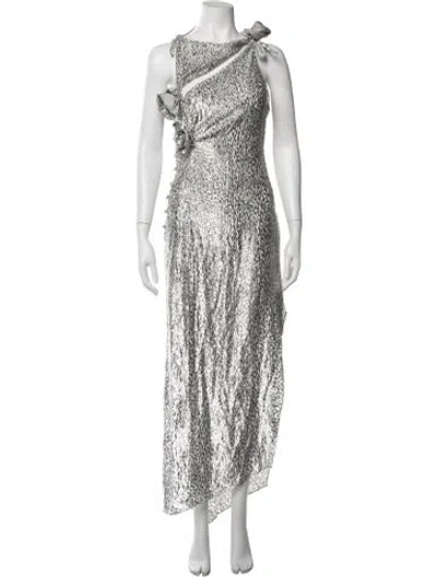 Pre-owned Coperni Animal Print Long Dress In Metallic/silver