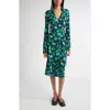 Coperni Apple Print Logo Buckle Long Sleeve Wrap Dress In Multi