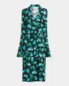 Coperni Apple-print Midi Wrap Shirtdress In Print-blue