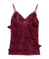 Coperni Embellished Sleeve Lace Trim Top In Brown