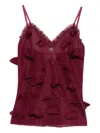 Coperni Embellished Sleeve Lace Trim Top In Red