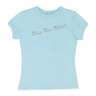Coperni Aquamarine Eat Sleep Rave Glitter Fitted T-shirt In Gray