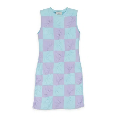 Coperni Aquamarine/lilac Aqulil Patchwork Embroidered Jersey Day Dress In Purple