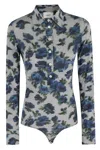 Coperni Fitted Drysuit Bodysuit With Abstract Floral Print In Multi