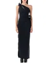 Coperni Flower Gown With Asymmetric Petal Knots In Black