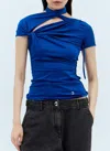 Coperni Asymmetric Cut-out Draped Top Top In Blue