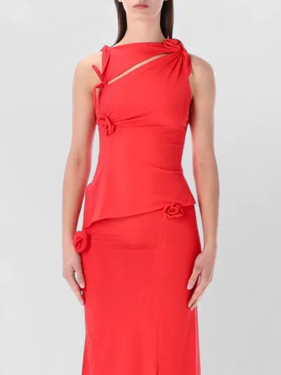 Coperni Asymmetric Cutout Dress Knot Detail In Red
