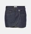 Coperni Asymmetric Denim Miniskirt In Blue