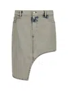 Coperni Asymmetric Denim Miniskirt In Gray