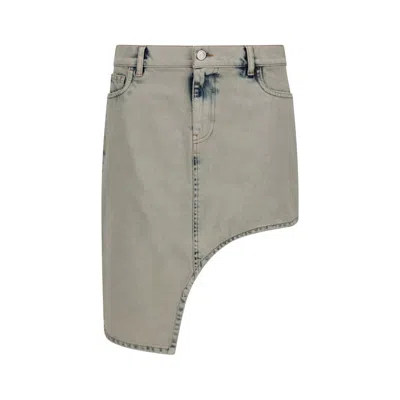 Coperni Asymmetric Denim Miniskirt In Gray