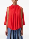 Coperni Asymmetric Draped Blouse In Red