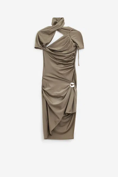 Coperni Asymmetric Draped Dress In Grey