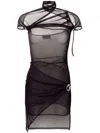 Coperni Black Draped Minidress In Purple