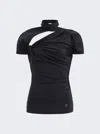 Coperni Asymmetric Draped Jersey Top In Black