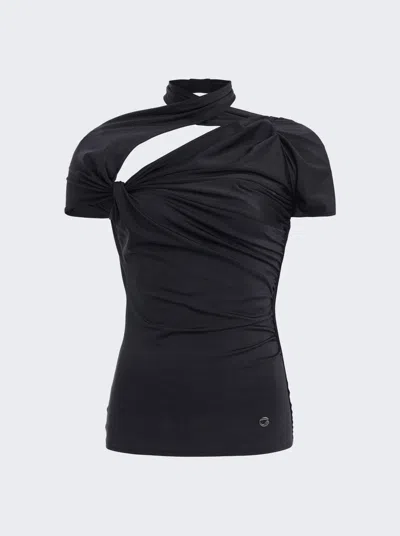 Coperni Asymmetric Draped Jersey Top In Black