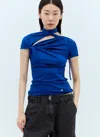 Coperni Asymmetric Cut-out Draped Top Top In Blue
