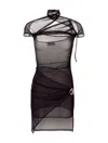 Coperni Black Draped Minidress In Blk Black