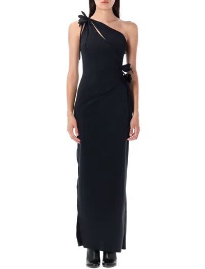 Coperni Asymmetric Floral Gown - Size S In Black