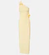 Coperni Asymmetric Floral Gown In Yellow