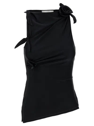 Coperni Asymmetric Flower Cut-out Tank Top In Black