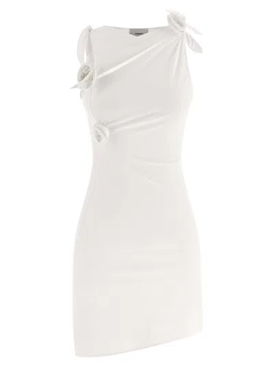 Coperni 'asymmetric Flower' Dress In White