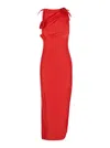 Coperni Red Asymmetric Flower Maxi Dress