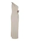 Coperni Asymmetric Flower Gown In Gray