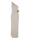 Coperni Asymmetric Flower Gown In Gray