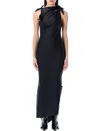 Coperni Black Asymmetric Flower Maxi Dress In Black