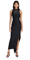 COPERNI ASYMMETRIC FLOWER GOWN BLACK