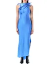 Coperni Asymmetrical Floral Dress In Blue