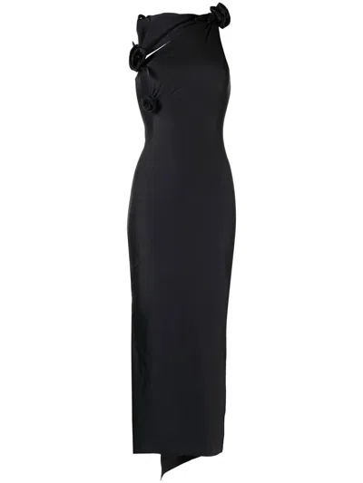 Coperni Asymmetric Flower Gown Dress Woman Black