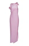 Coperni Asymmetric Flower Gown In Light Pink