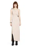Coperni Asymmetrical Beige One-shoulder Midi Dress In Neutral