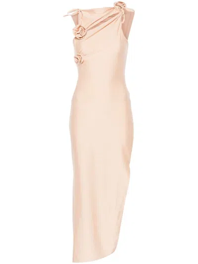 Coperni Asymmetric Flower Gown In Neutrals