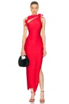 Coperni Red Asymmetric Flower Maxi Dress In Red