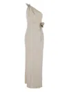 Coperni Asymmetrical Beige One-shoulder Midi Dress In Gray