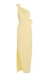Coperni Asymmetric Flower Gown In Yellow
