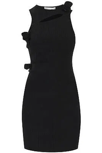Pre-owned Coperni Asymmetric Flower Knitted Mini Dress M In Black