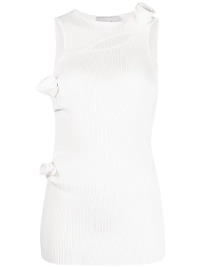 Coperni White Asymmetric-flower Knitted Tank Top