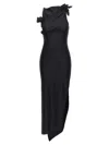 Coperni Asymmetrical Flower Mini Dress Woman Black In Black